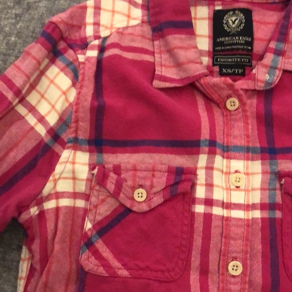American Eagle Outfitters Pink Plaid Flannel Shirt Size XS - Picture 4 of 8